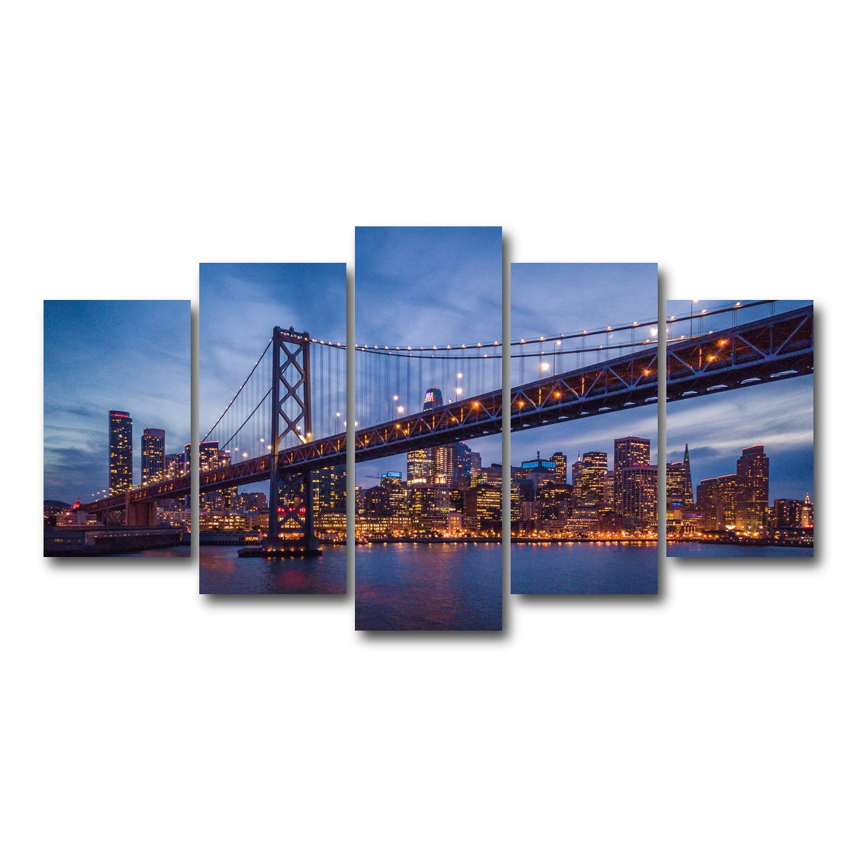 AUTO-MOCKUP WHITE | Golden Gate at Night | 5 Piece | Gallery Wrap Canvas | group=5_normal