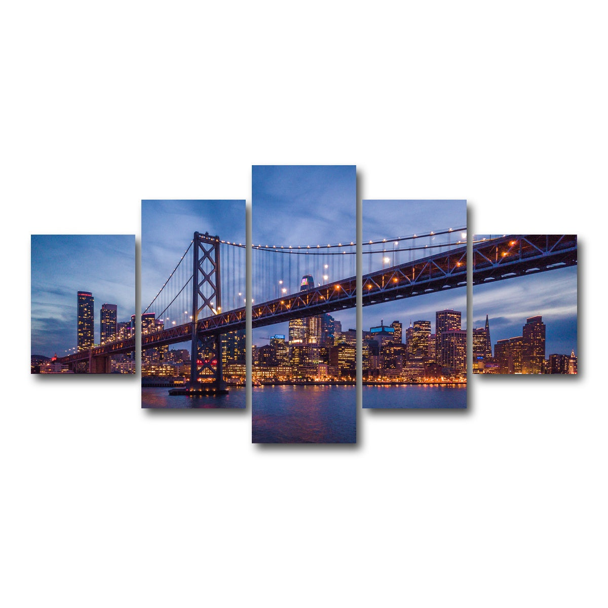 AUTO-MOCKUP WHITE | Golden Gate at Night | 5 Piece | Gallery Wrap Canvas | group=5_short