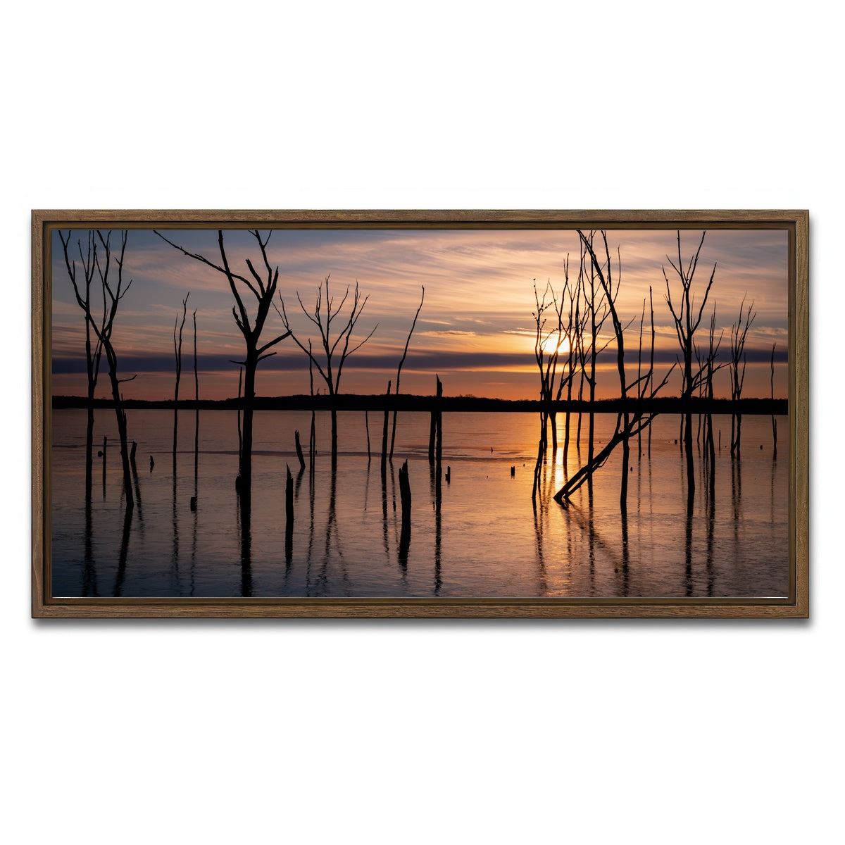 AUTO-MOCKUP WHITE | Golden Hour | 1 Piece | Walnut Framed Canvas | group=2x1
