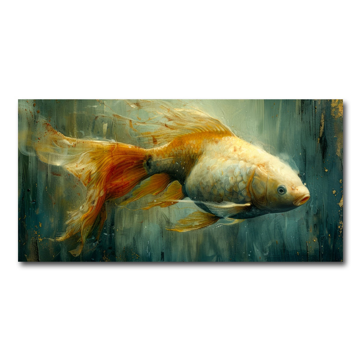 AUTO-MOCKUP WHITE | Golden Koi Fish | 1 Piece | Gallery Wrap Canvas | group=2x1
