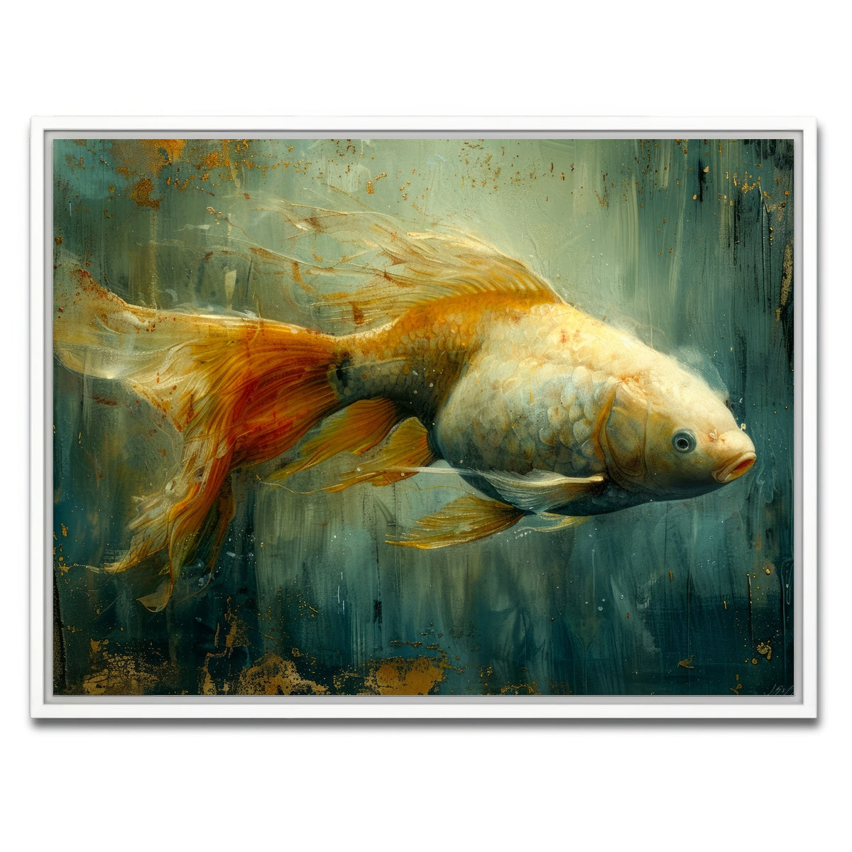 AUTO-MOCKUP WHITE | Golden Koi Fish | 1 Piece | White Framed Canvas | group=4x3