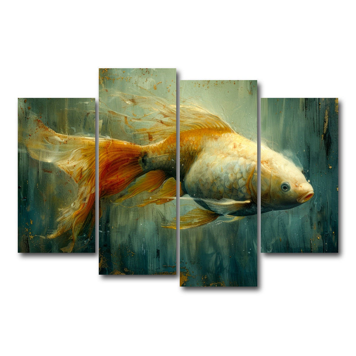 AUTO-MOCKUP WHITE | Golden Koi Fish | 4 Piece | Gallery Wrap Canvas | group=4_short