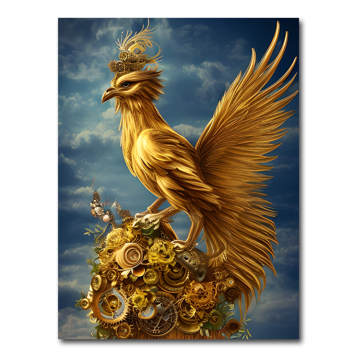 AUTO-MOCKUP WHITE | Golden Phoenix Bird | 1 Piece | Gallery Wrap Canvas | group=3x4