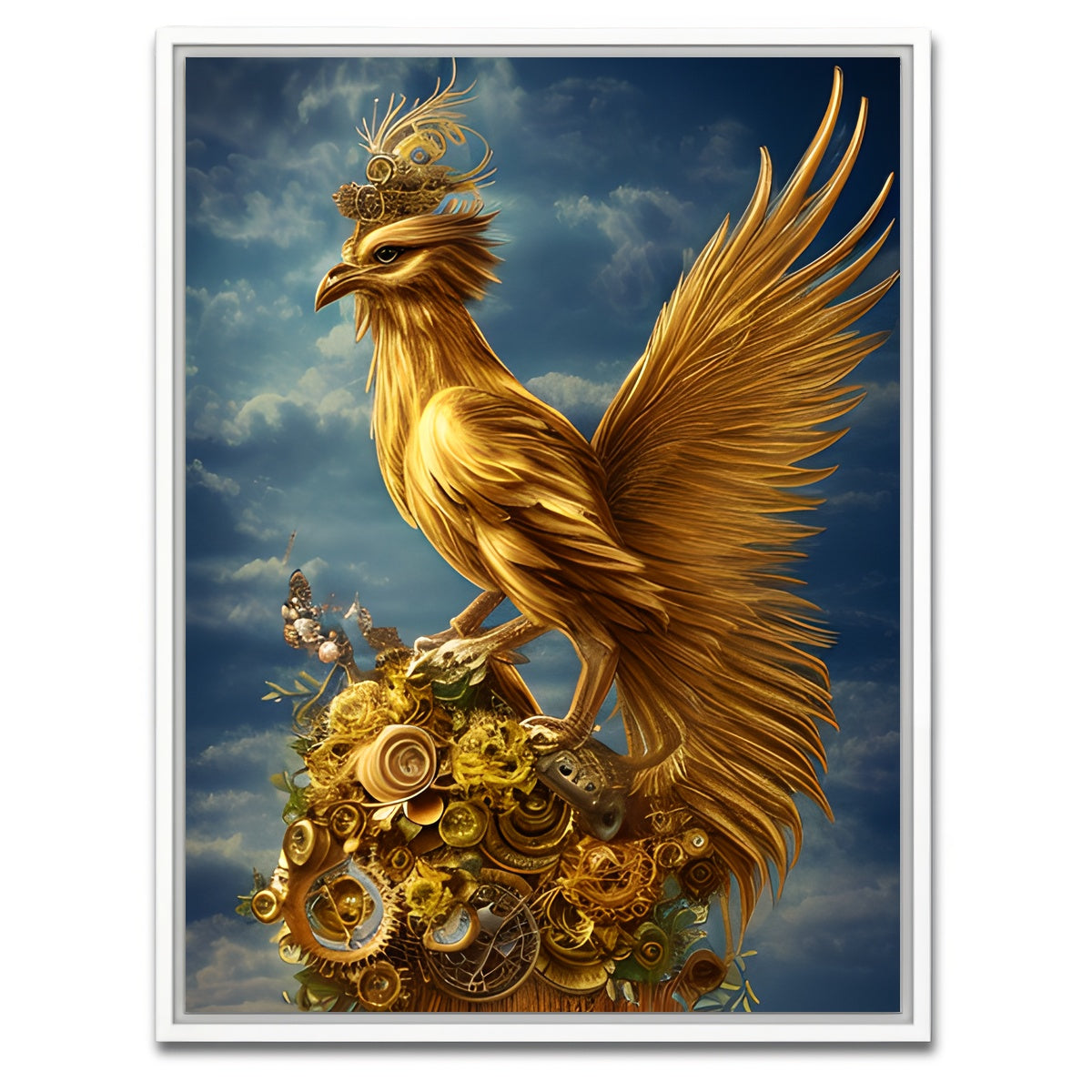 AUTO-MOCKUP WHITE | Golden Phoenix Bird | 1 Piece | White Framed Canvas | group=3x4