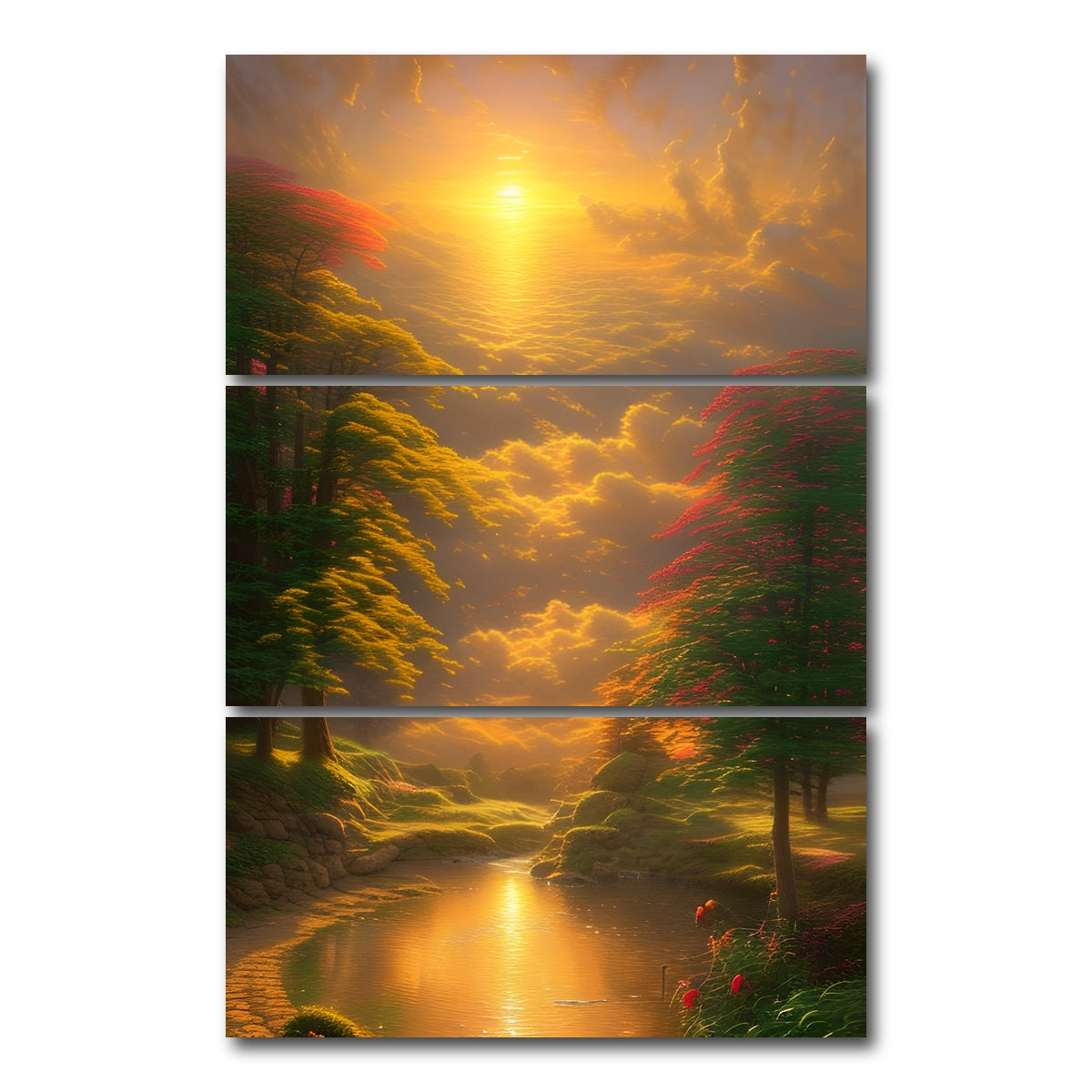 AUTO-MOCKUP WHITE | Golden Sunrise | 3 Piece | Gallery Wrap Canvas | group=12x24_stacked