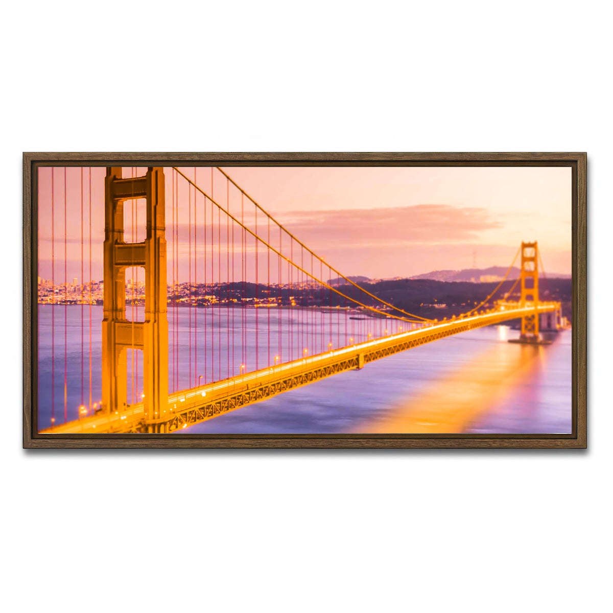 AUTO-MOCKUP WHITE | Golden gate golden | 1 Piece | Walnut Framed Canvas | group=2x1