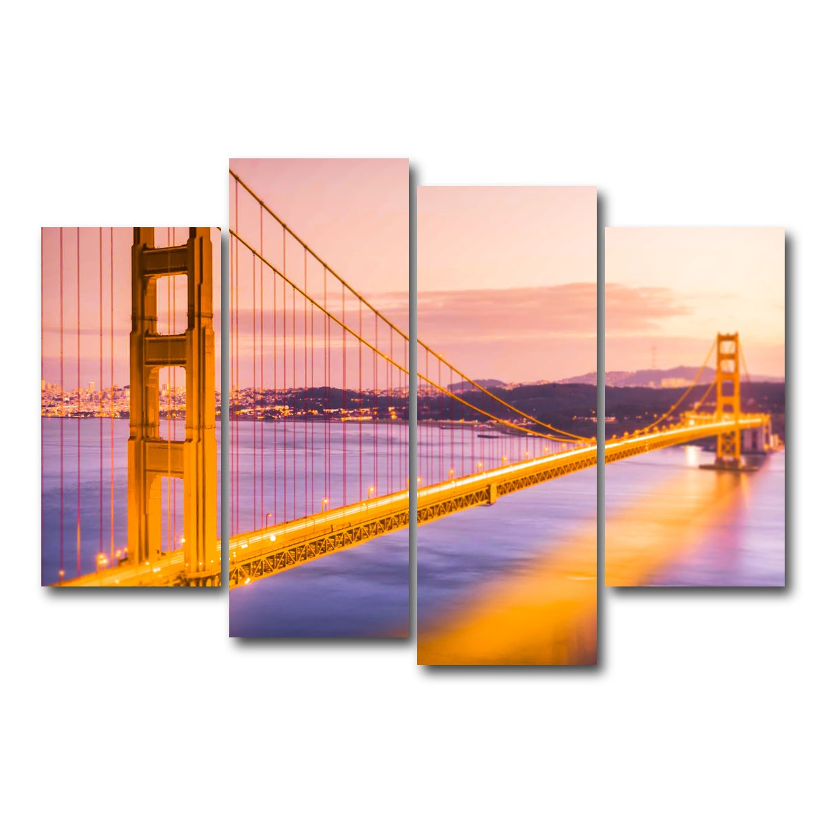 AUTO-MOCKUP WHITE | Golden gate golden | 4 Piece | Gallery Wrap Canvas | group=4_short