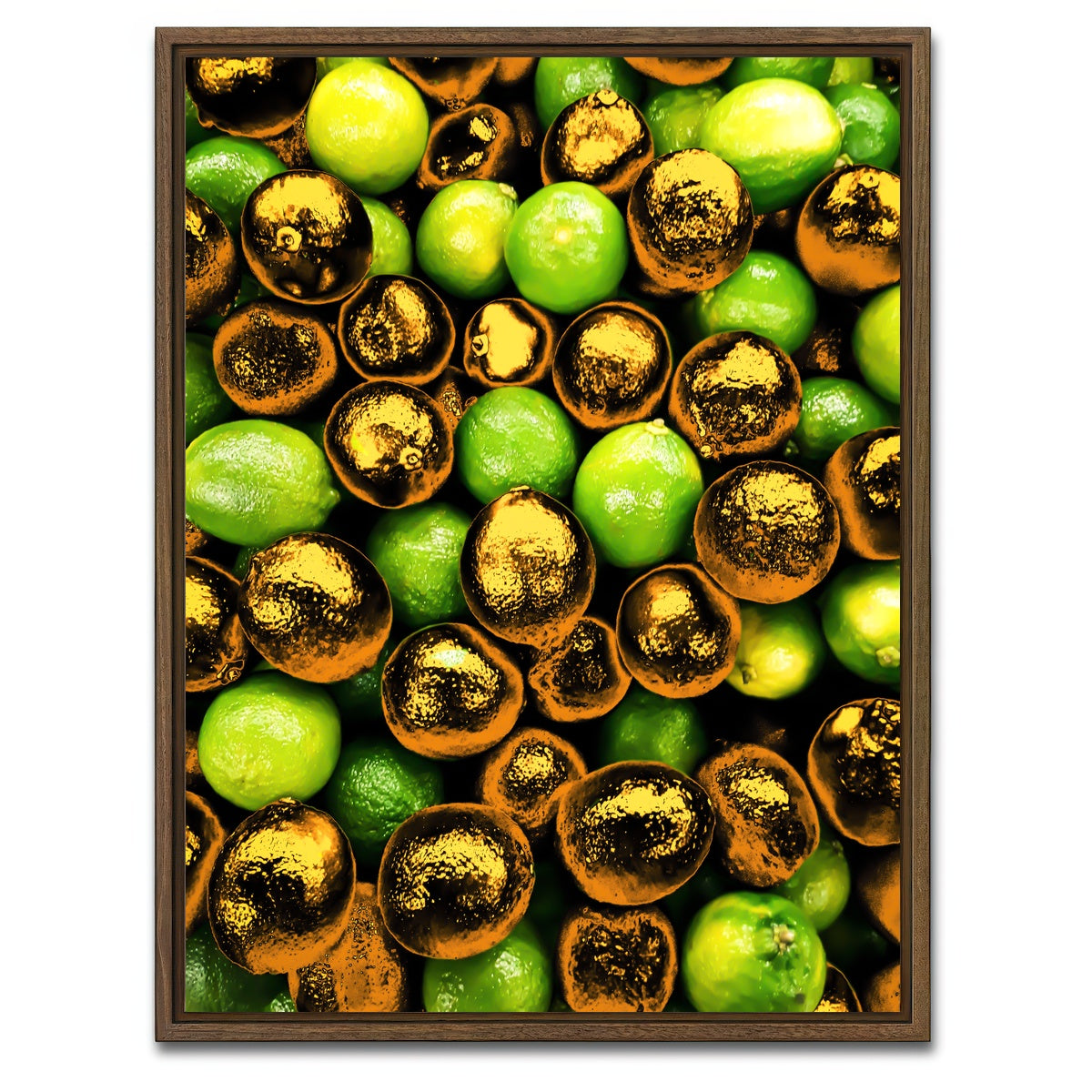 AUTO-MOCKUP WHITE | Golden lemons | 1 Piece | Walnut Framed Canvas | group=3x4