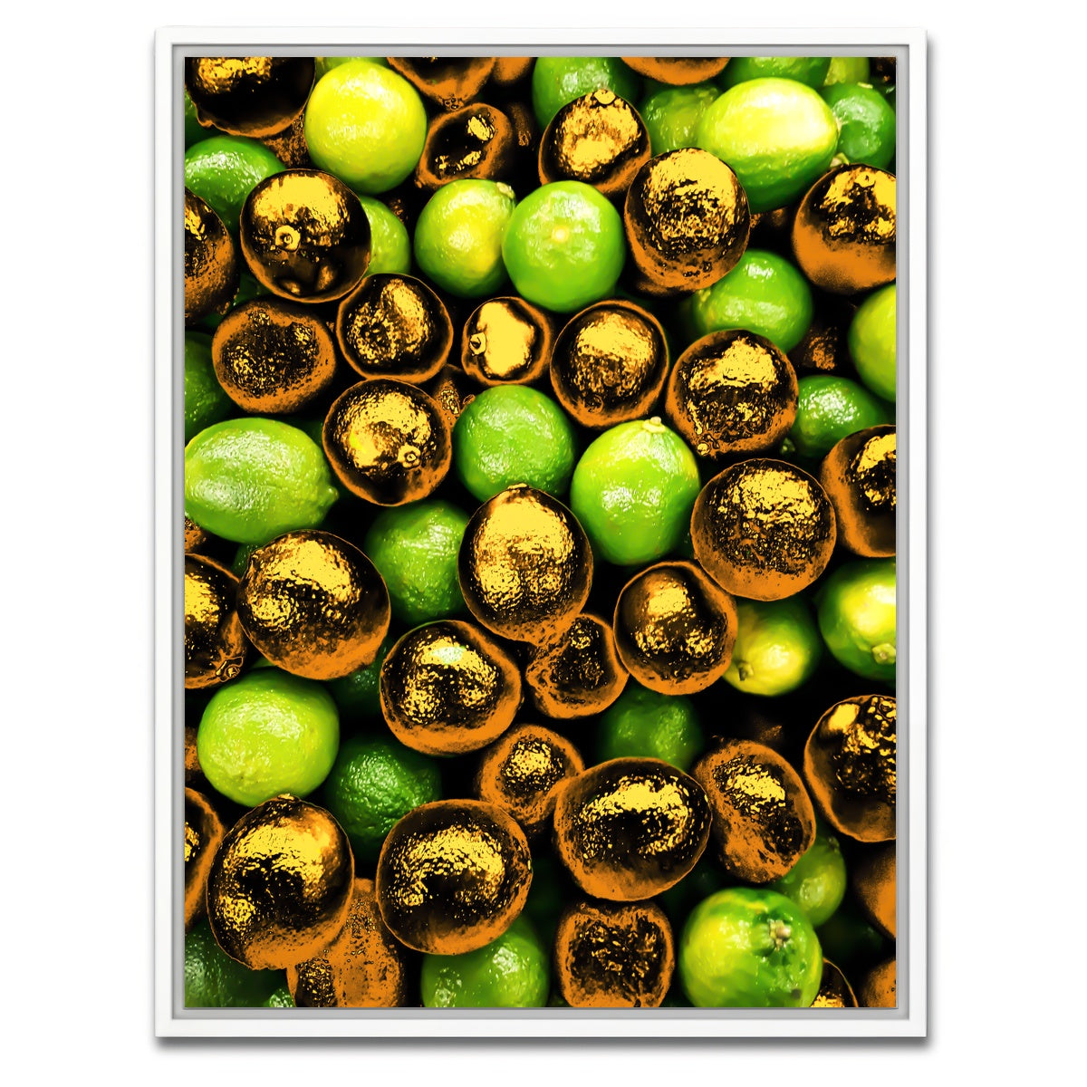 AUTO-MOCKUP WHITE | Golden lemons | 1 Piece | White Framed Canvas | group=3x4