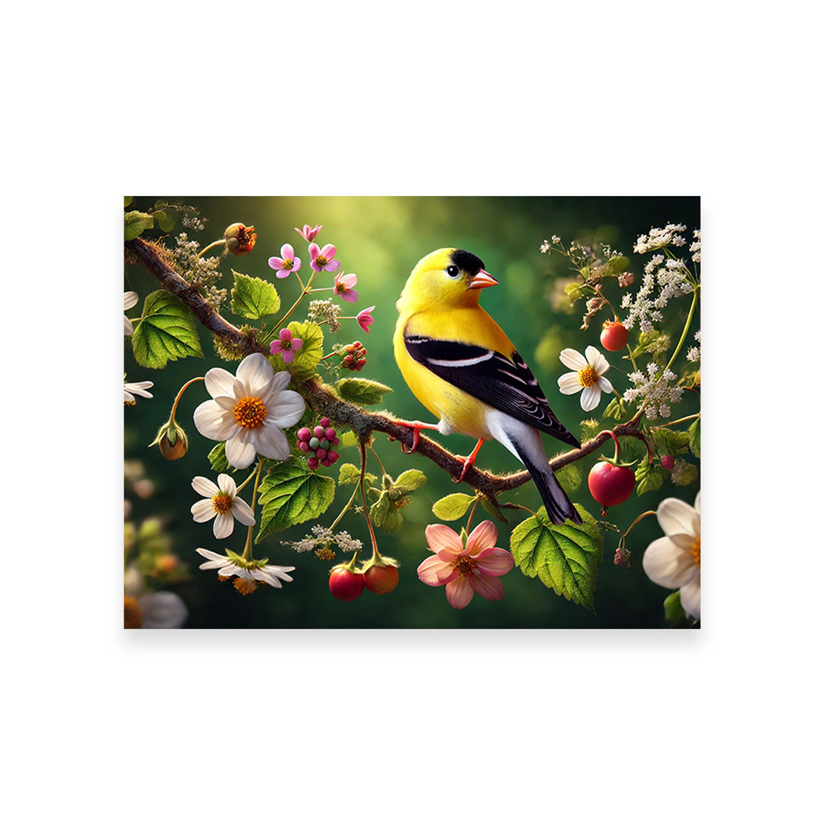 Goldfinch on Flower Branch Wall Art