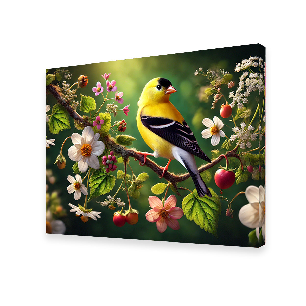 Goldfinch on Flower Branch Wall Art
