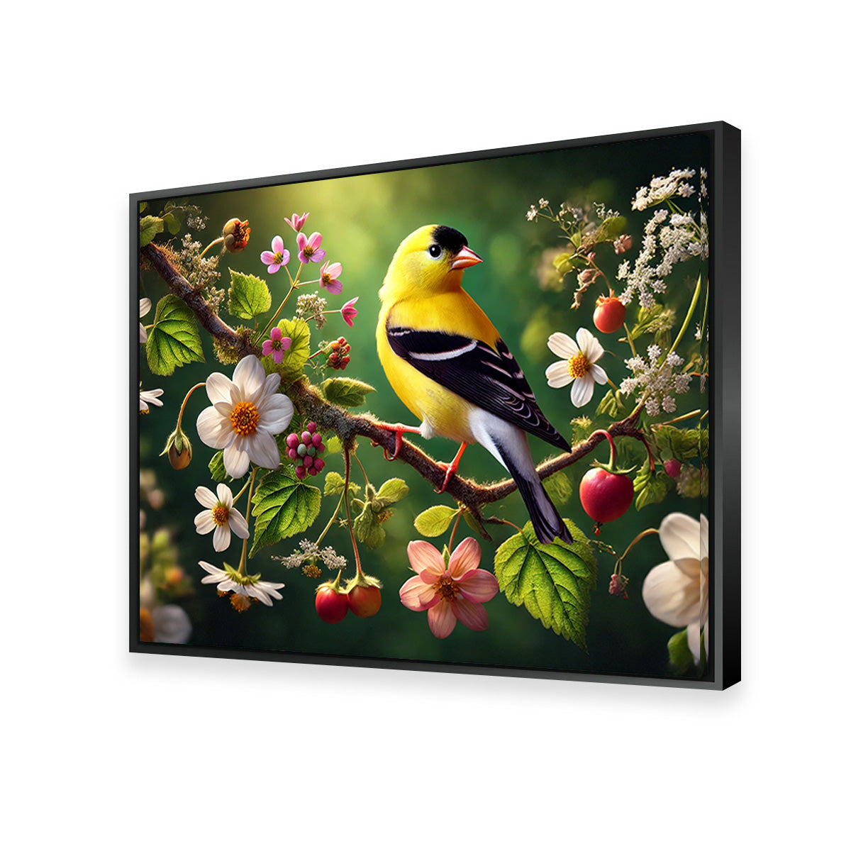 Goldfinch on Flower Branch Wall Art