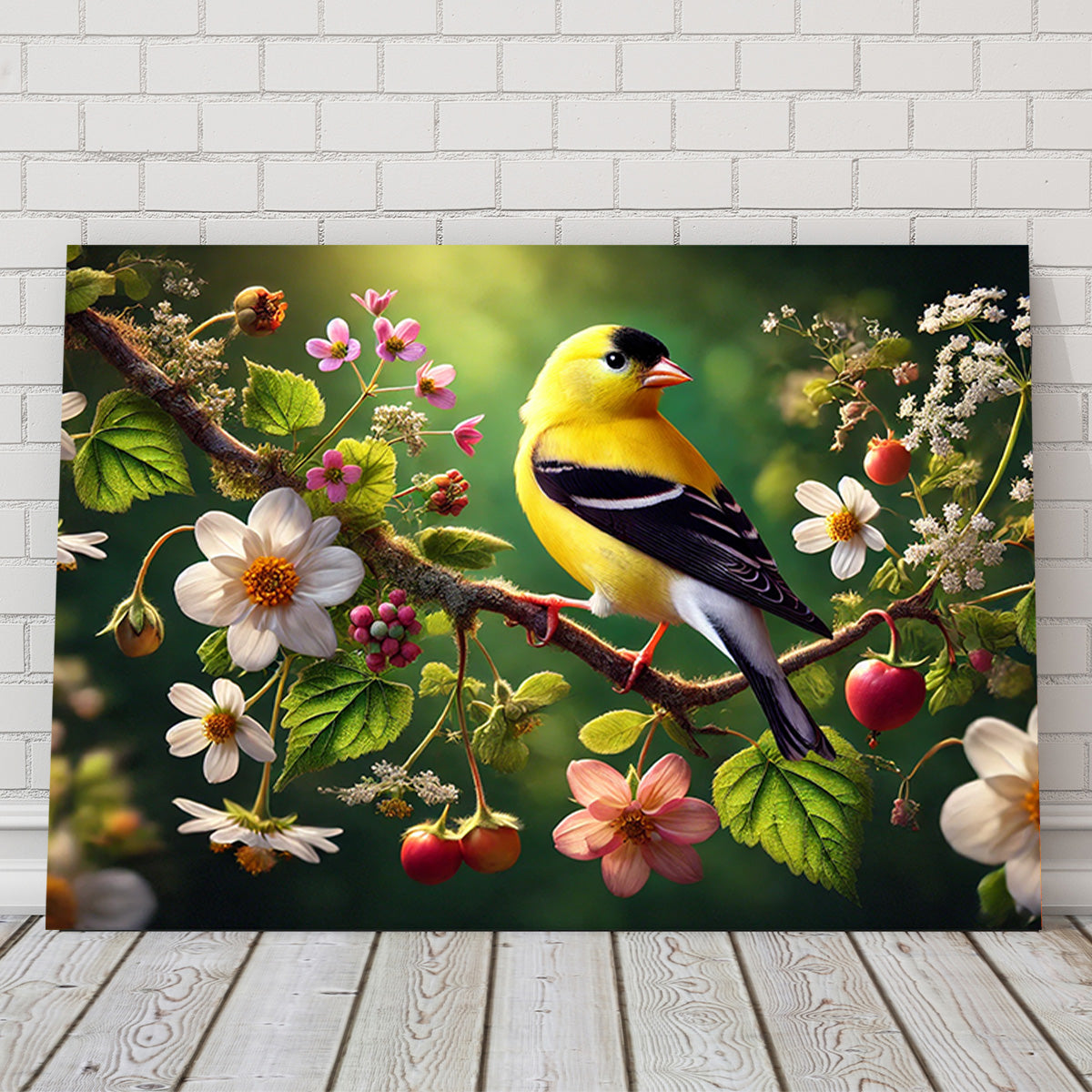 Goldfinch on Flower Branch Wall Art