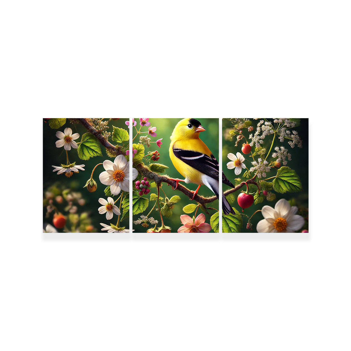 Goldfinch on Flower Branch Wall Art