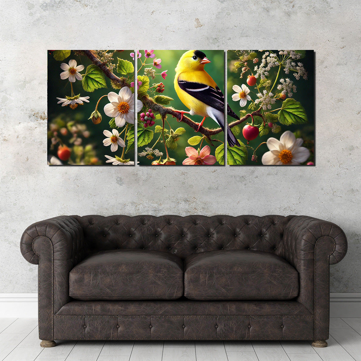 Goldfinch on Flower Branch Wall Art