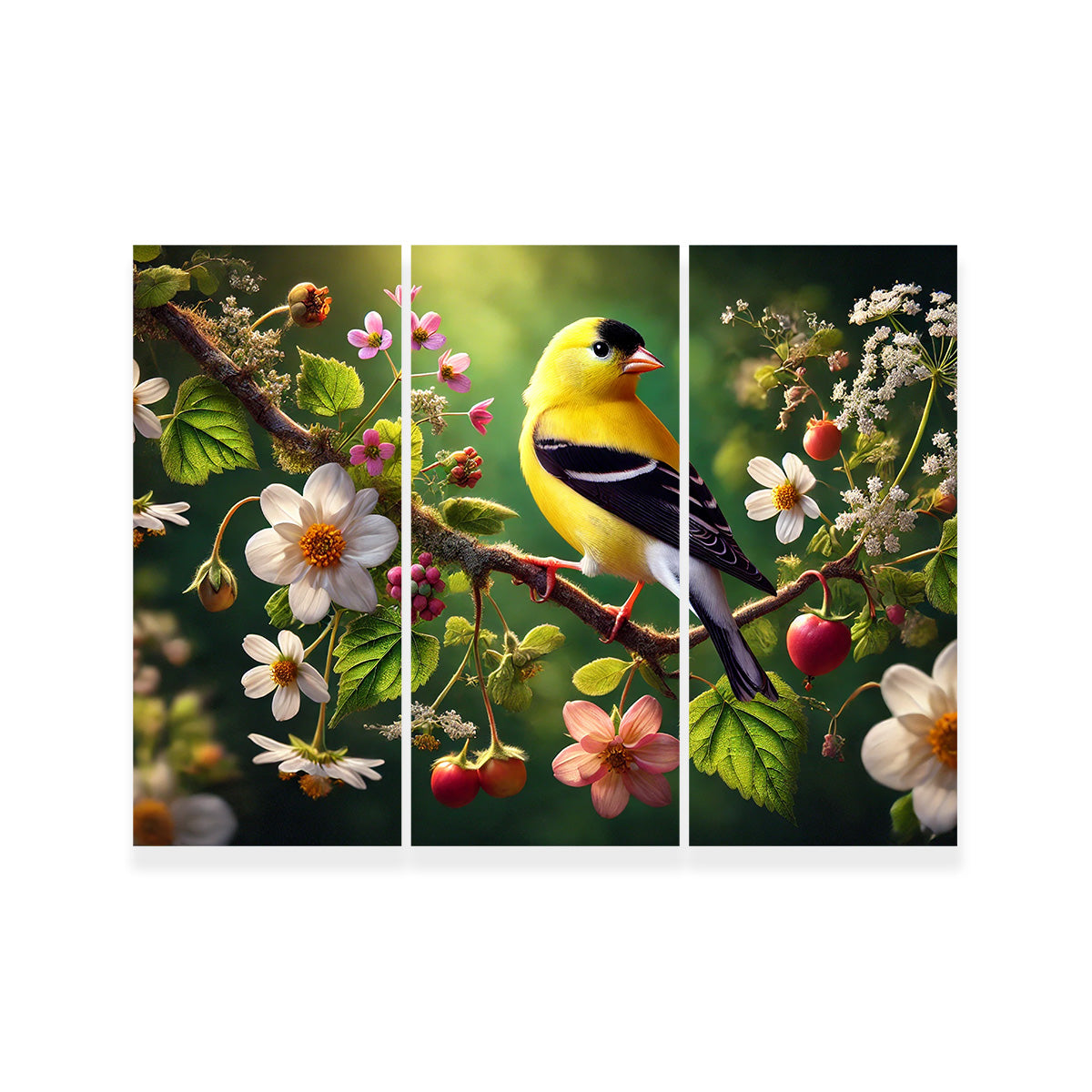Goldfinch on Flower Branch Wall Art