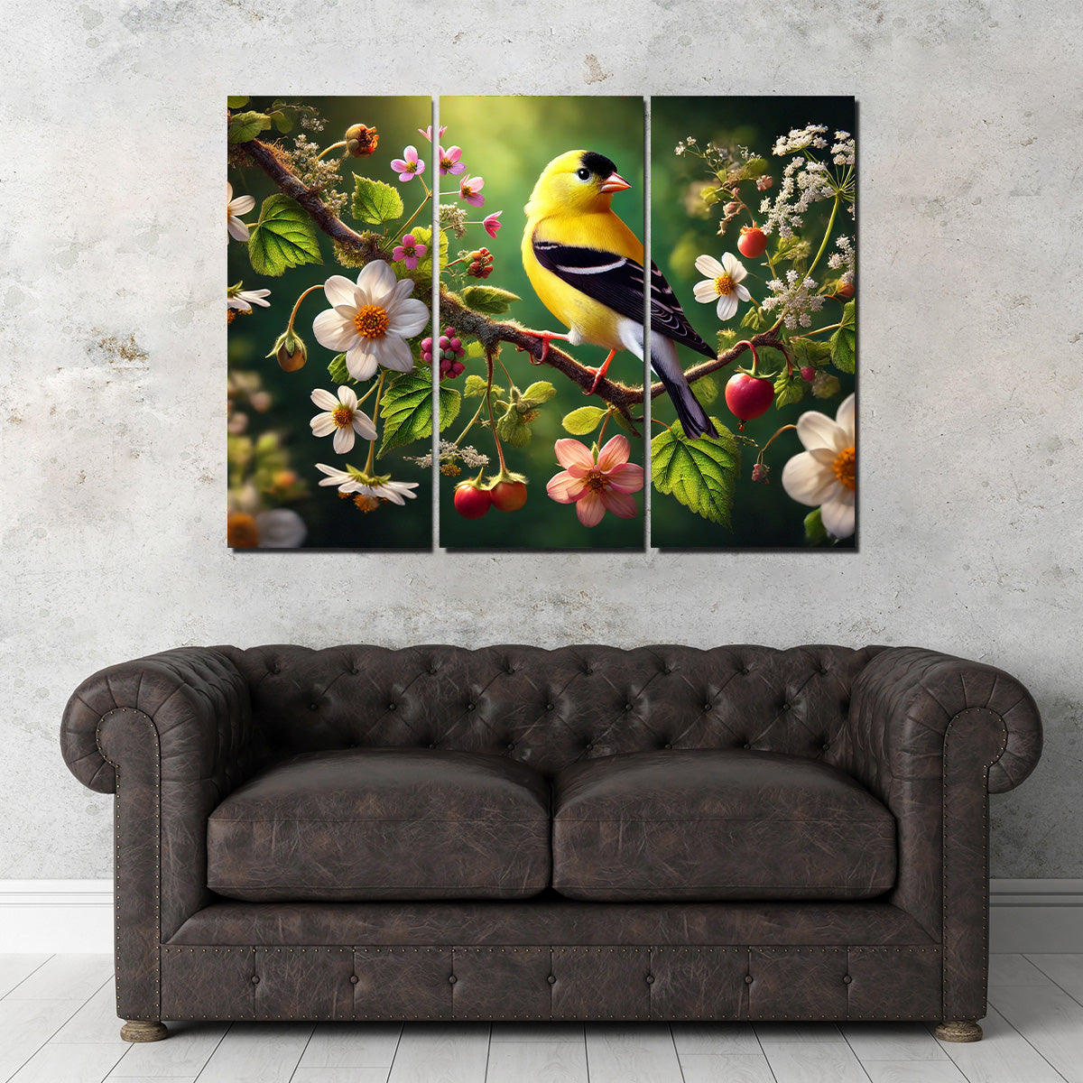 Goldfinch on Flower Branch Wall Art