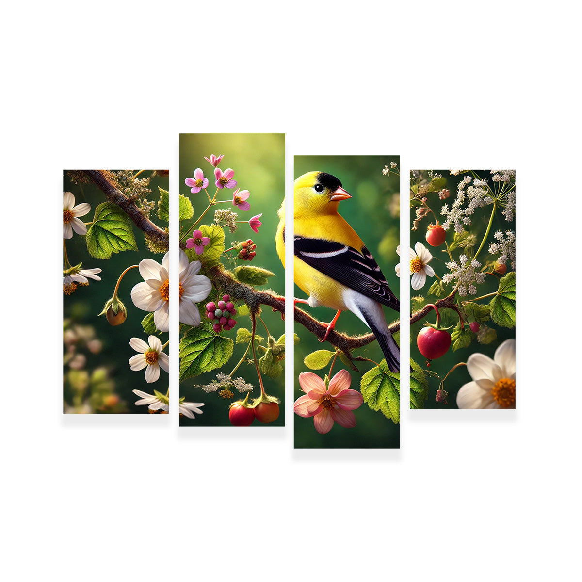Goldfinch on Flower Branch Wall Art
