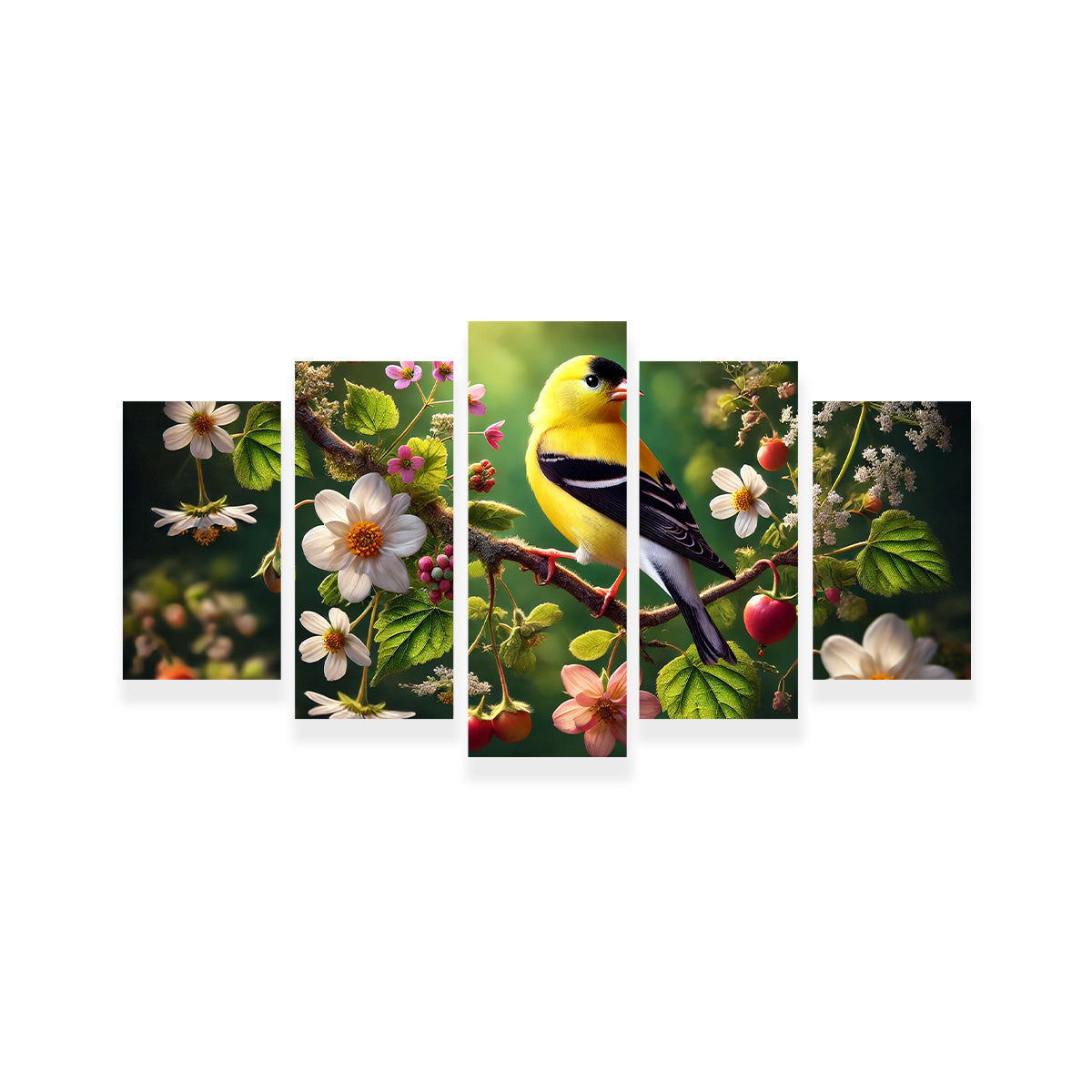 Goldfinch on Flower Branch Wall Art