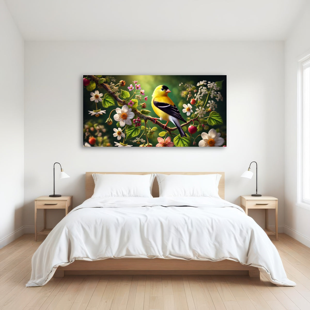AUTO-MOCKUP ROOM | Goldfinch on Flower Branch