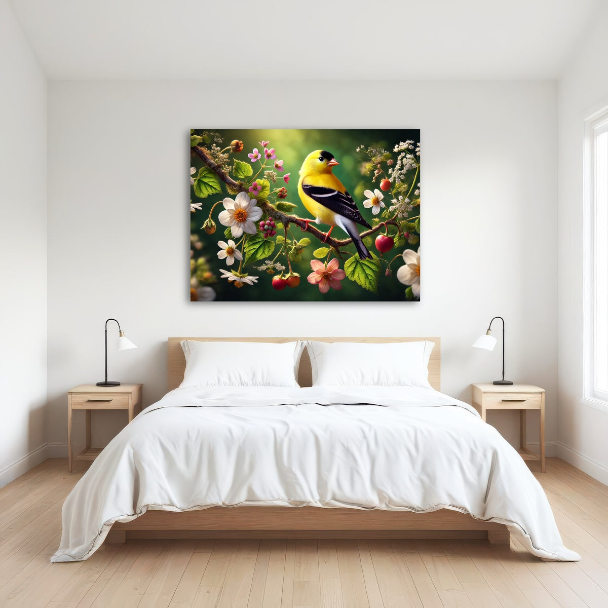 AUTO-MOCKUP ROOM | Goldfinch on Flower Branch