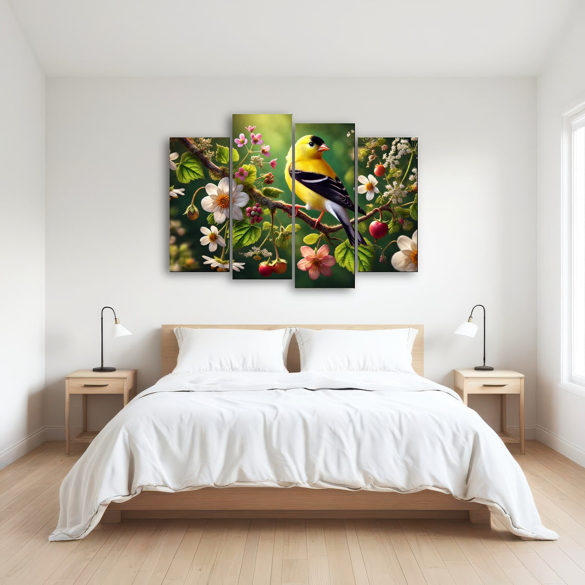 AUTO-MOCKUP ROOM | Goldfinch on Flower Branch