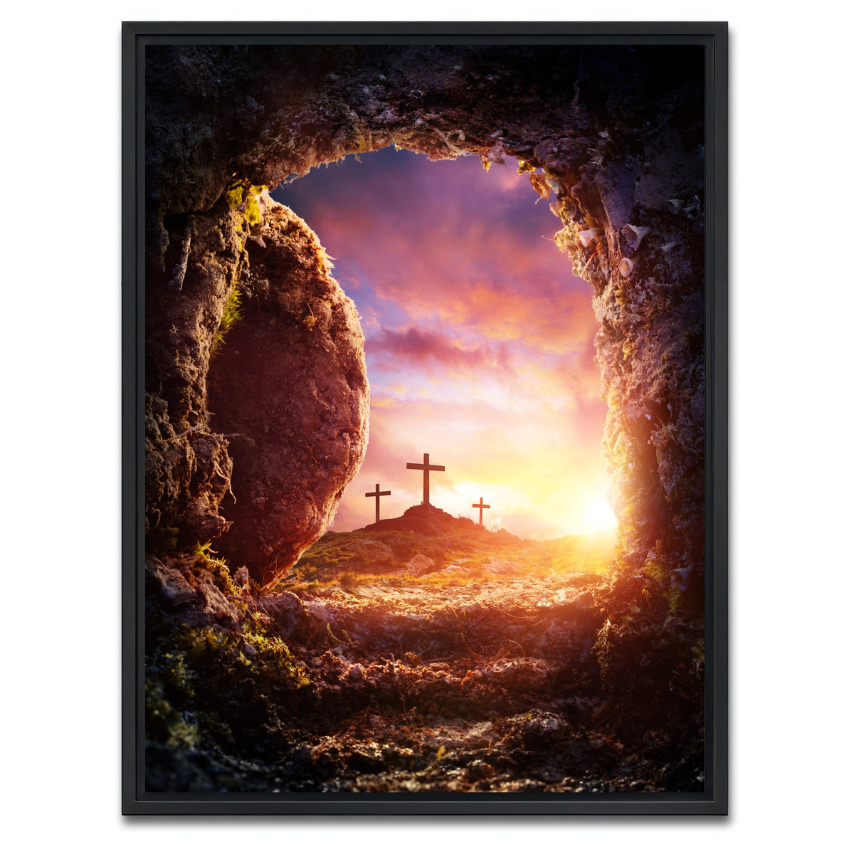AUTO-MOCKUP WHITE | Golgotha Canvas Wall Art | 1 Piece | Black Frame | group=3x4