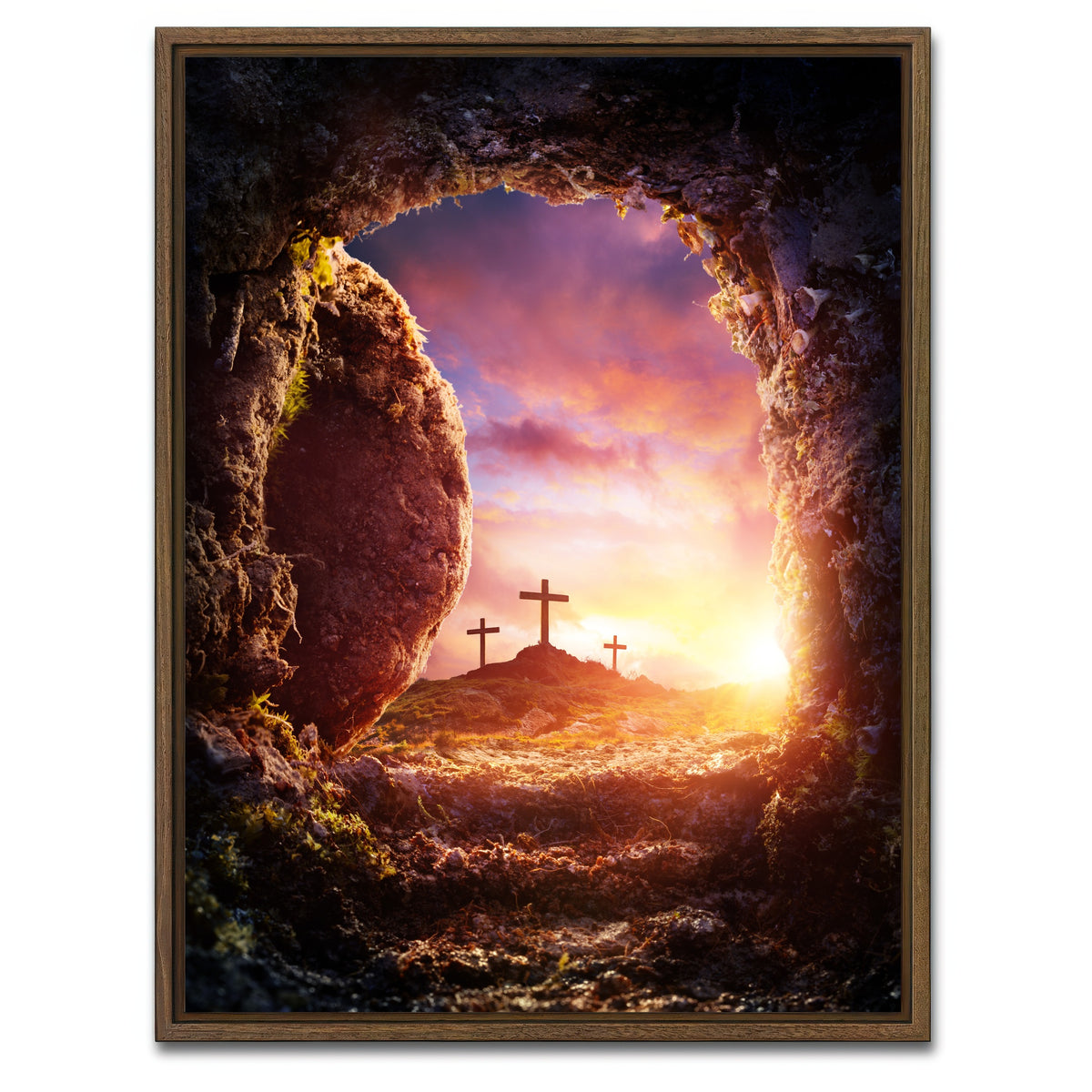 AUTO-MOCKUP WHITE | Golgotha Canvas Wall Art | 1 Piece | Walnut Frame | group=3x4