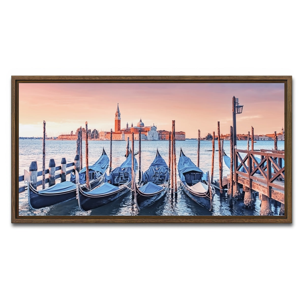 AUTO-MOCKUP WHITE | Gondolas In The Morning | 1 Piece | Walnut Framed Canvas | group=2x1
