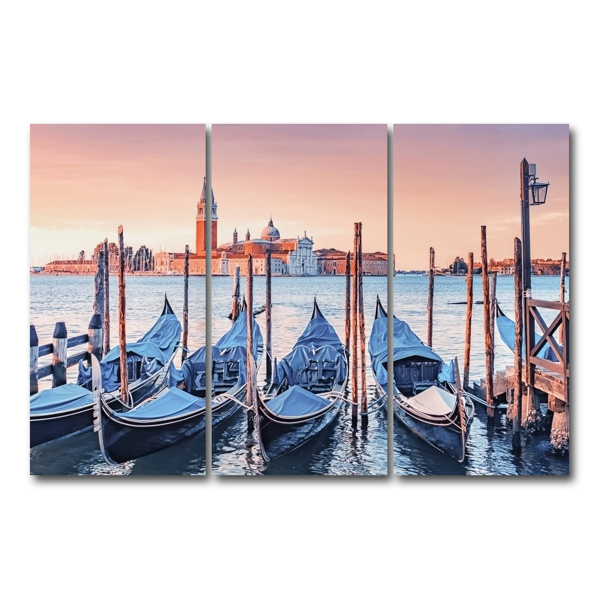 AUTO-MOCKUP WHITE | Gondolas In The Morning | 3 Piece | Gallery Wrap Canvas | group=12x24