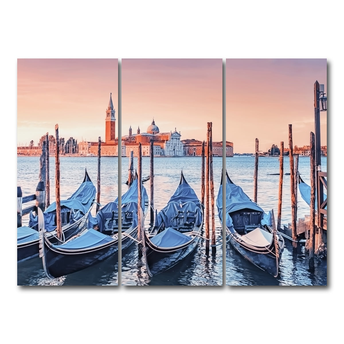 AUTO-MOCKUP WHITE | Gondolas In The Morning | 3 Piece | Gallery Wrap Canvas | group=8x18