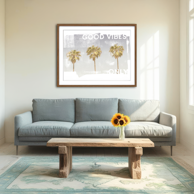 AUTO-MOCKUP ROOM | Good Vibes Vintage Palm Trees Wall Art