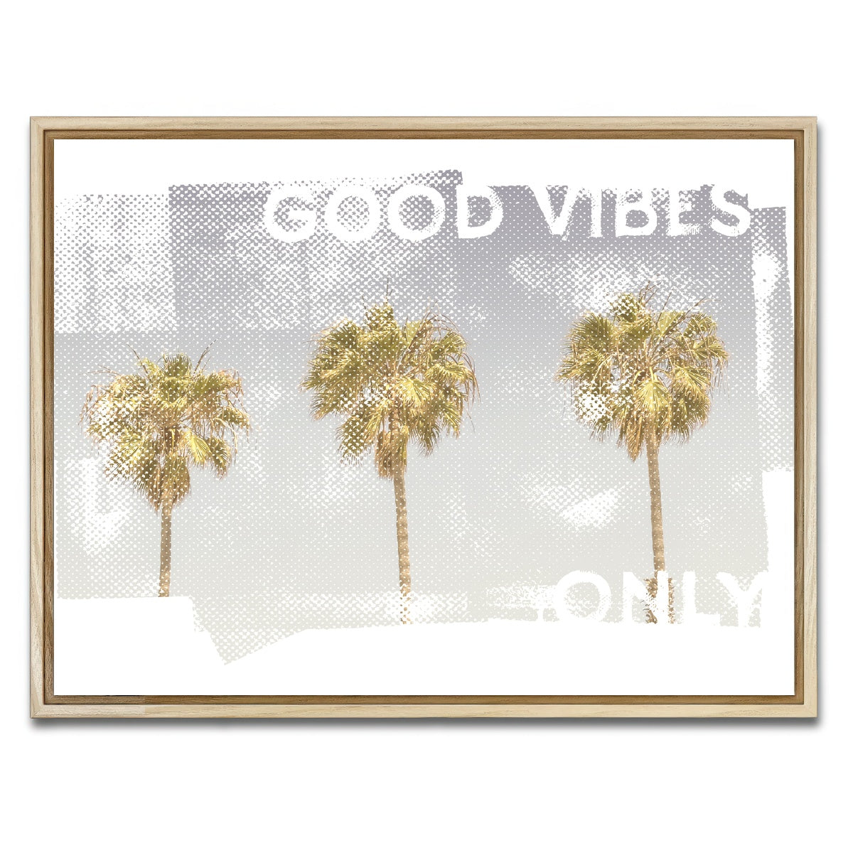 AUTO-MOCKUP WHITE | Good Vibes Vintage Palm Trees | 1 Piece | Natural Framed Canvas | group=4x3