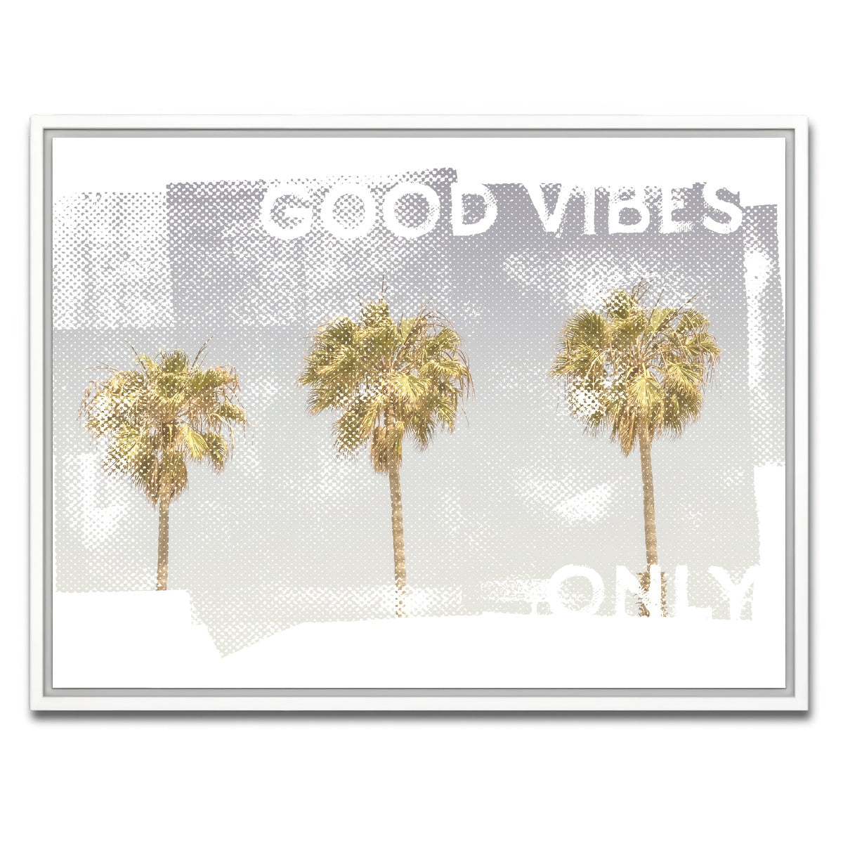 AUTO-MOCKUP WHITE | Good Vibes Vintage Palm Trees | 1 Piece | White Framed Canvas | group=4x3