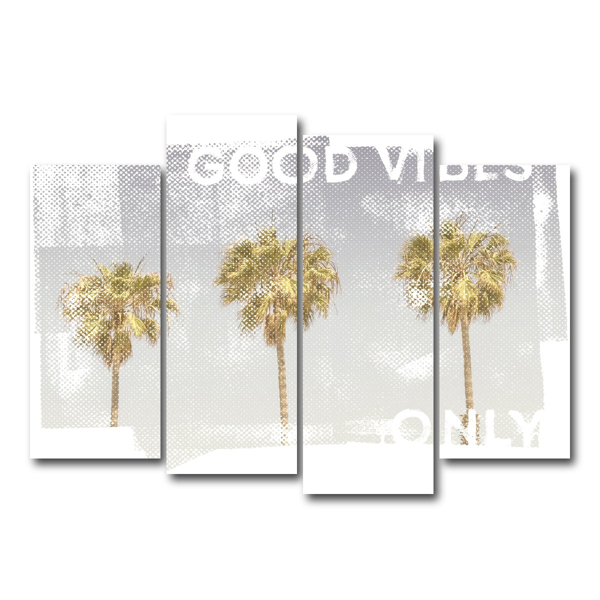 AUTO-MOCKUP WHITE | Good Vibes Vintage Palm Trees | 4 Piece | Gallery Wrap Canvas | group=4_normal