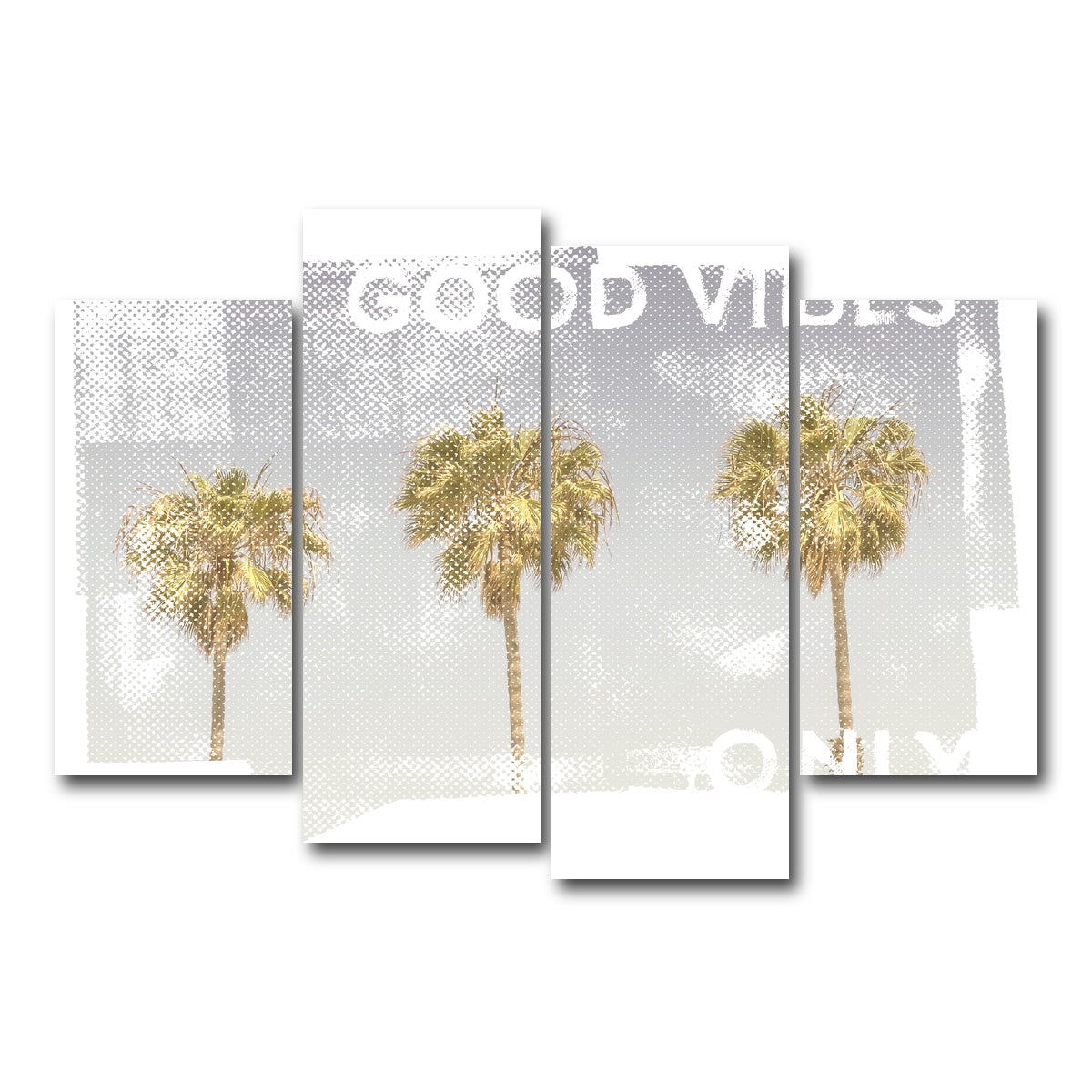 AUTO-MOCKUP WHITE | Good Vibes Vintage Palm Trees | 4 Piece | Gallery Wrap Canvas | group=4_short