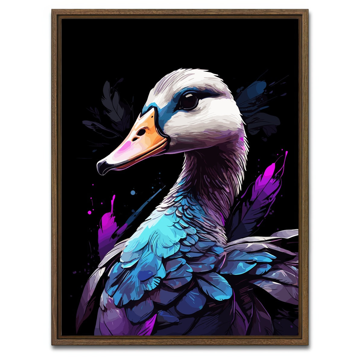 AUTO-MOCKUP WHITE | Goose Animal Colorful | 1 Piece | Walnut Framed Canvas | group=3x4