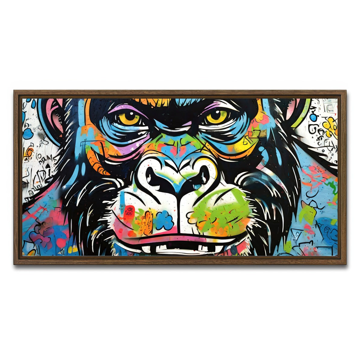AUTO-MOCKUP WHITE | Gorilla Graffiti | 1 Piece | Walnut Framed Canvas | group=2x1