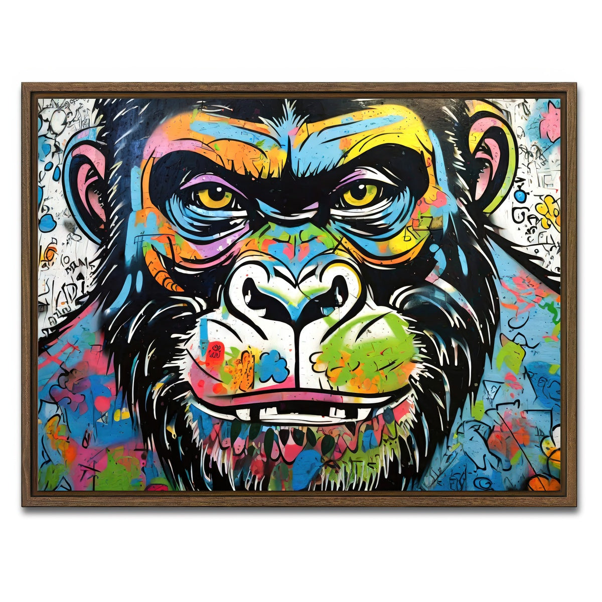 AUTO-MOCKUP WHITE | Gorilla Graffiti | 1 Piece | Walnut Framed Canvas | group=4x3