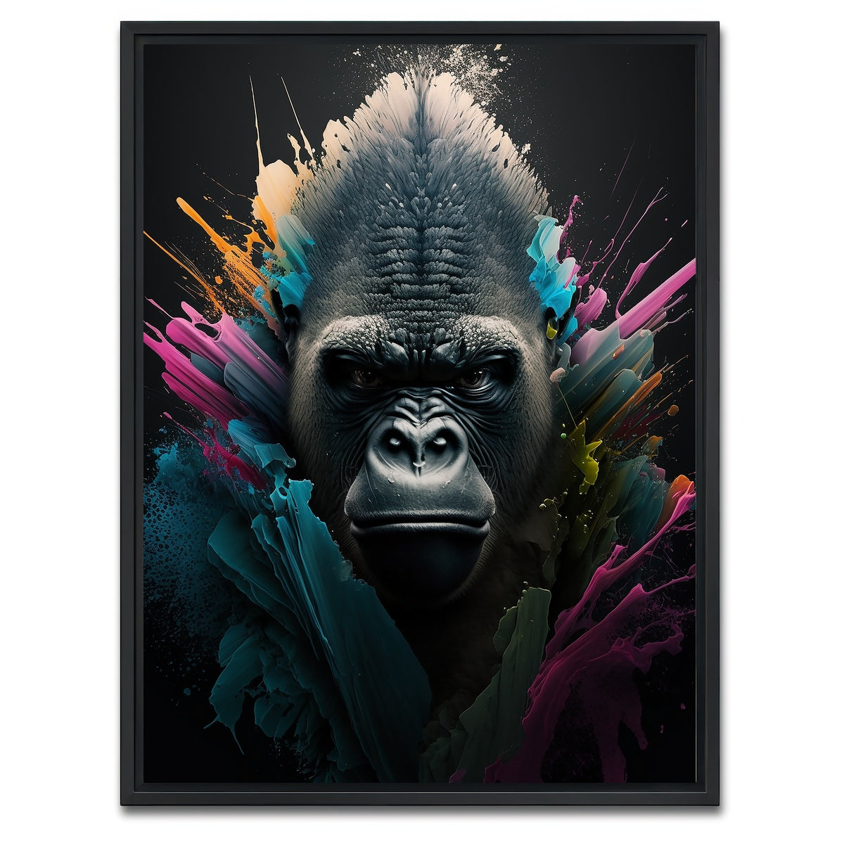 AUTO-MOCKUP WHITE | Gorilla Portrait | 1 Piece | Black Framed Canvas | group=3x4