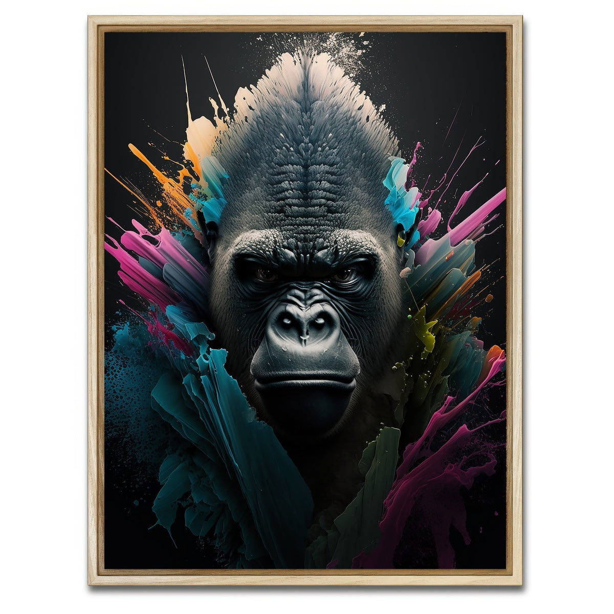 AUTO-MOCKUP WHITE | Gorilla Portrait | 1 Piece | Natural Framed Canvas | group=3x4