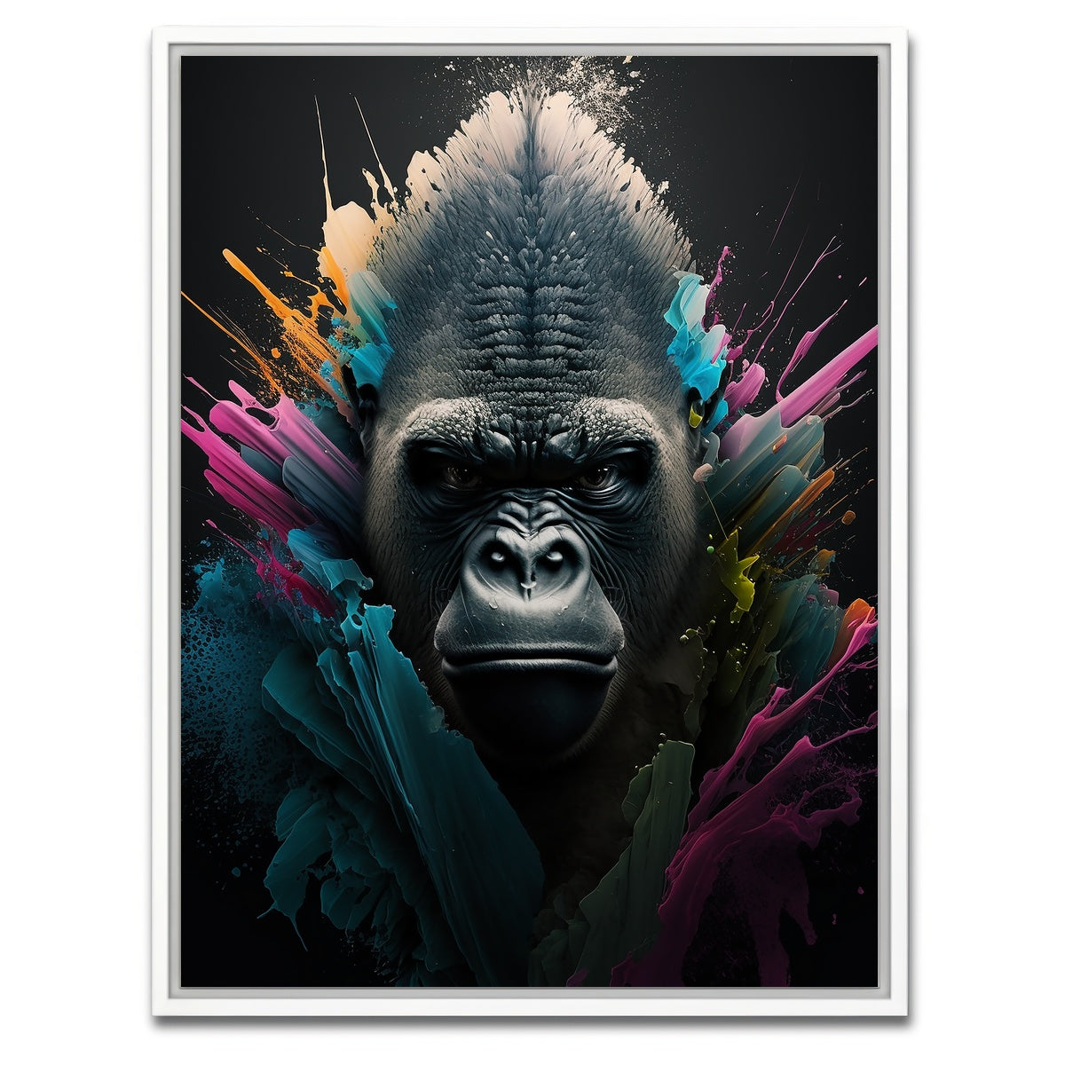 AUTO-MOCKUP WHITE | Gorilla Portrait | 1 Piece | White Framed Canvas | group=3x4