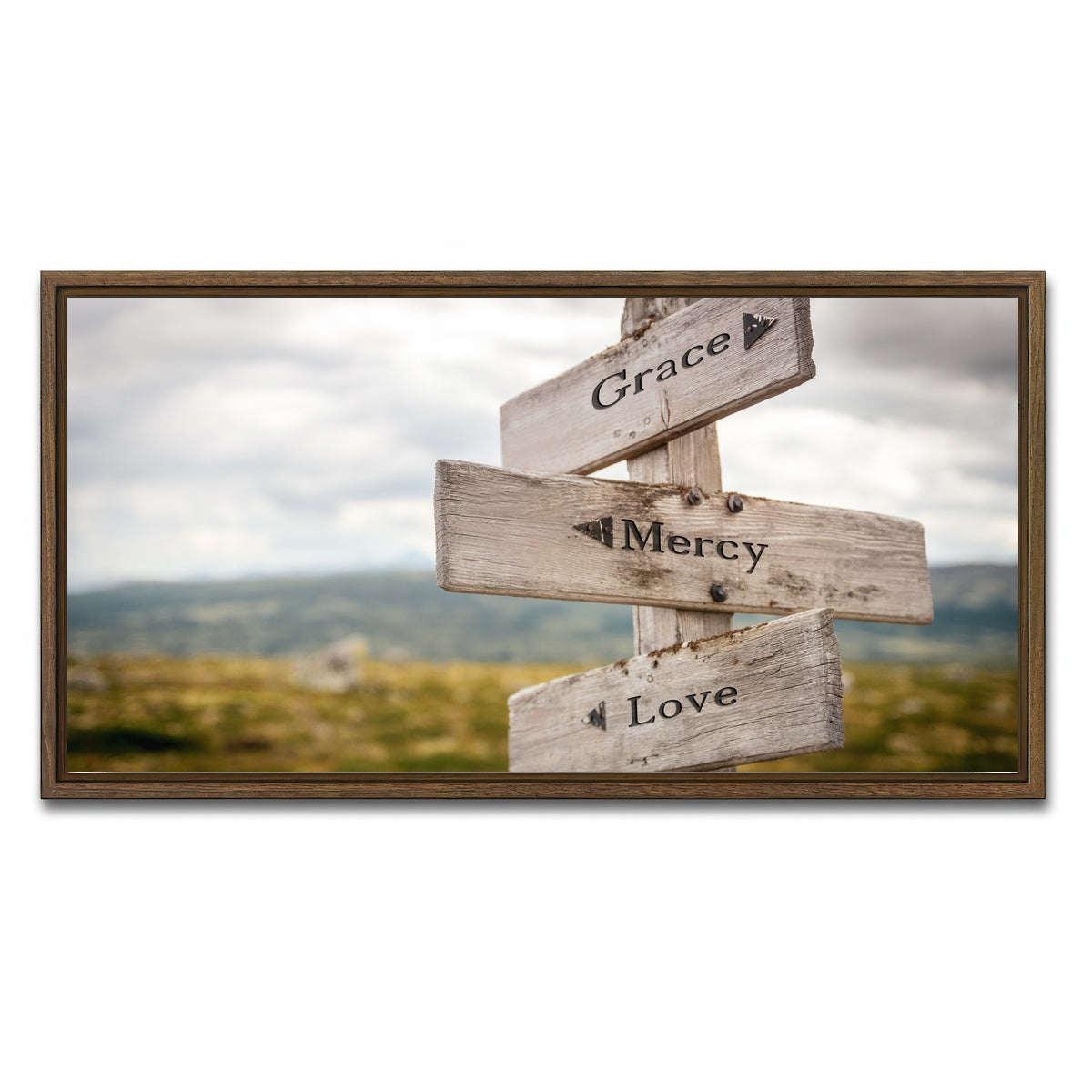 AUTO-MOCKUP WHITE | Grace Mercy Love | 1 Piece | Walnut Framed Canvas | group=2x1