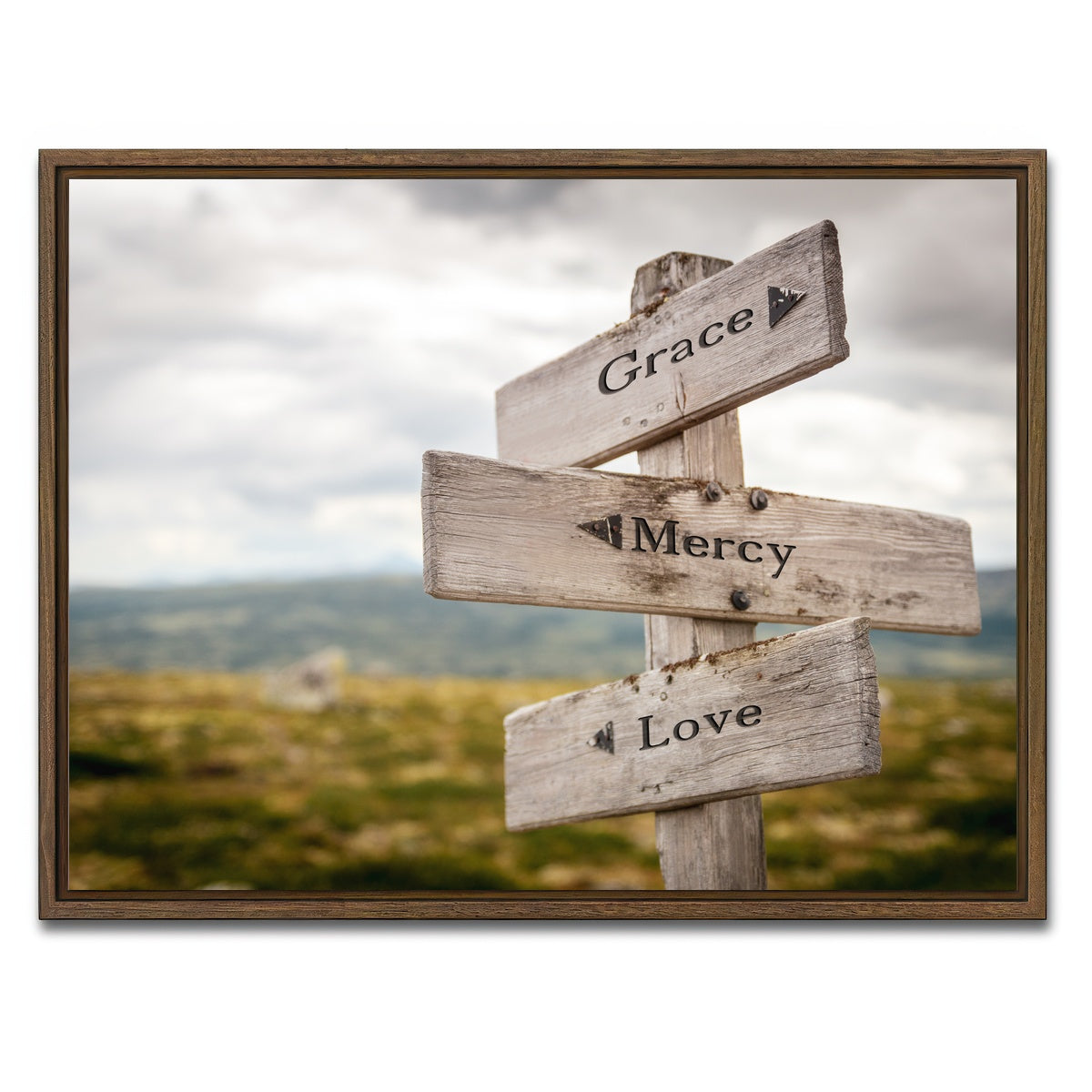 AUTO-MOCKUP WHITE | Grace Mercy Love | 1 Piece | Walnut Framed Canvas | group=4x3