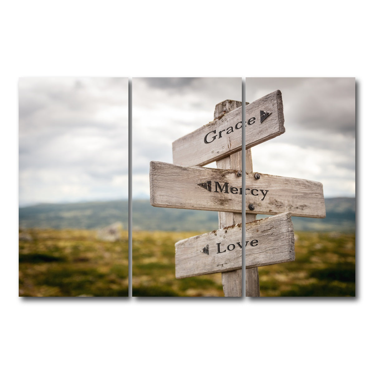 AUTO-MOCKUP WHITE | Grace Mercy Love | 3 Piece | Gallery Wrap Canvas | group=12x24