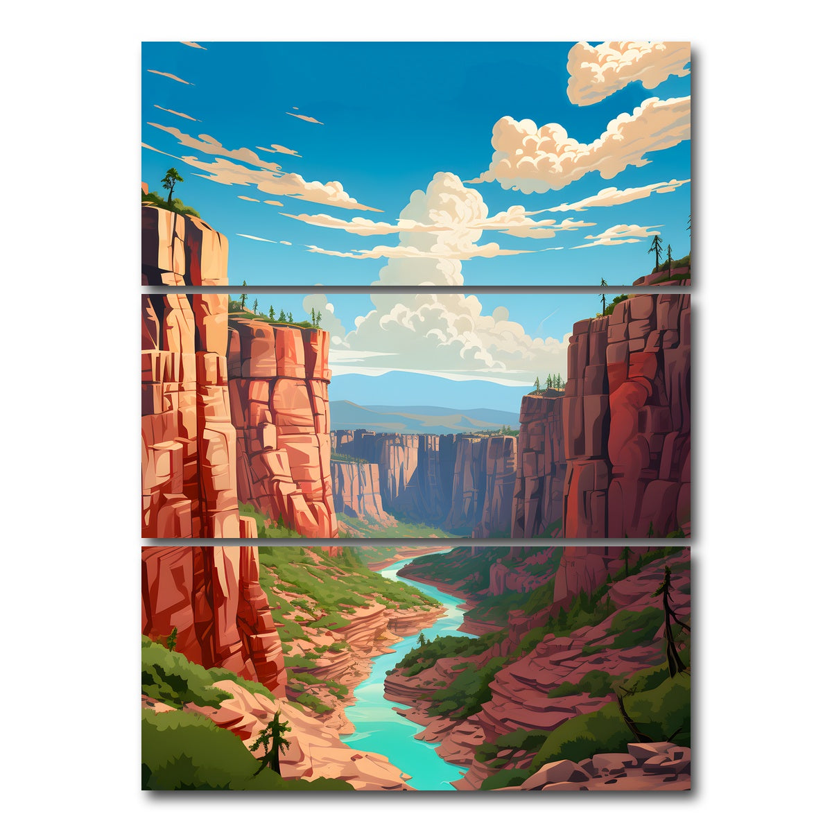AUTO-MOCKUP WHITE | Grand Canyon - Arizona | 3 Piece | Gallery Wrap Canvas | group=8x18_stacked