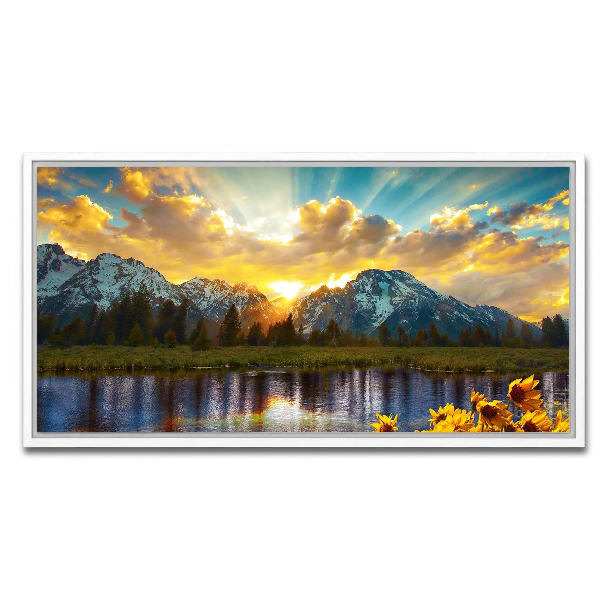 AUTO-MOCKUP WHITE | Grand Tetons Sunset | 1 Piece | White Framed Canvas | group=2x1