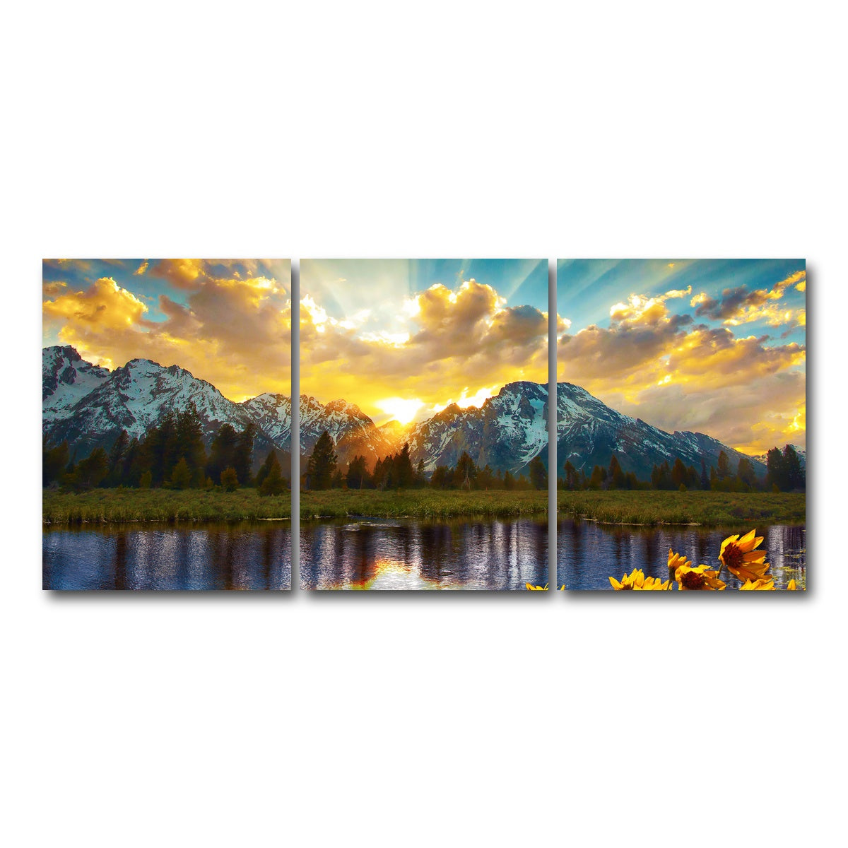 AUTO-MOCKUP WHITE | Grand Tetons Sunset | 3 Piece | Gallery Wrap Canvas | group=18x24