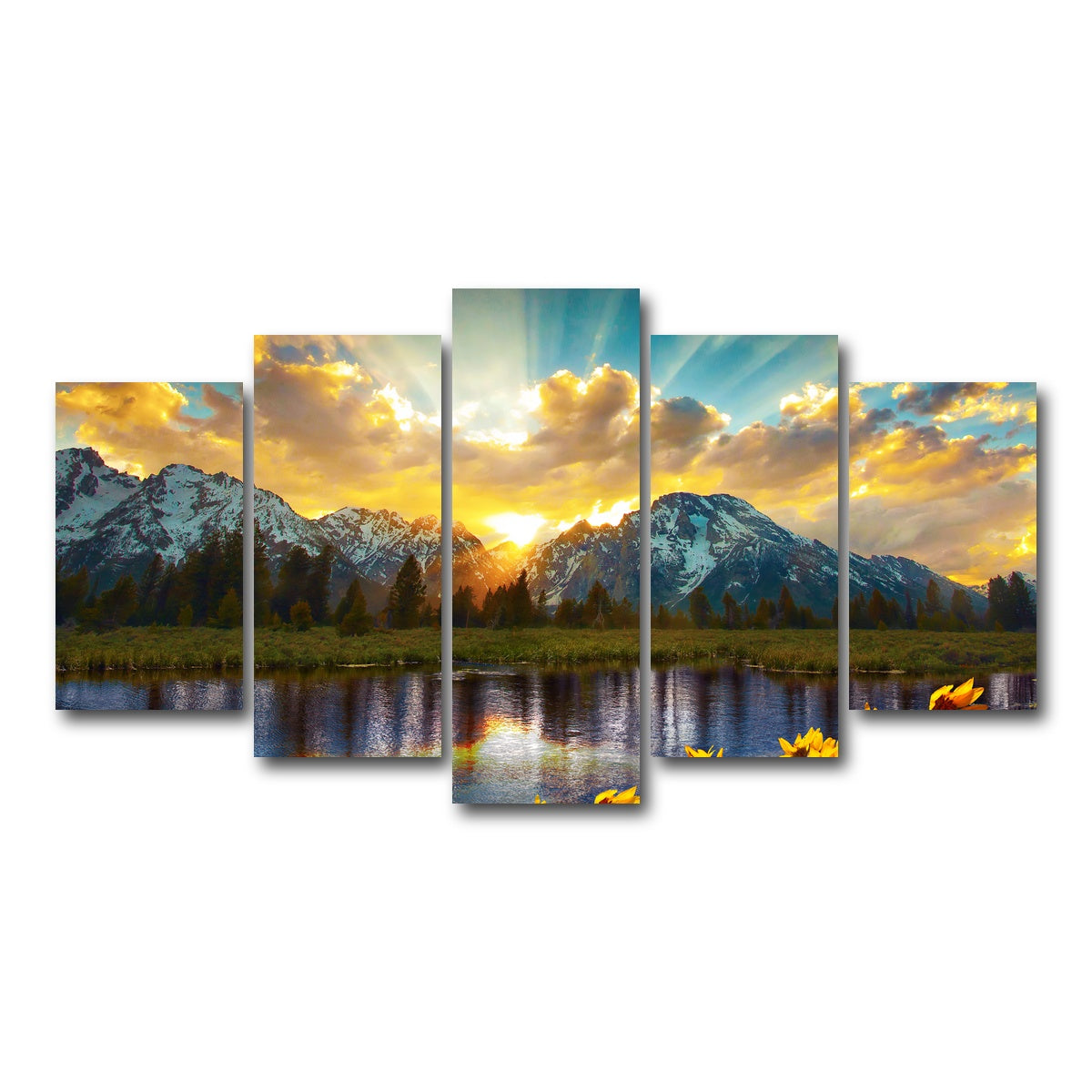 AUTO-MOCKUP WHITE | Grand Tetons Sunset | 5 Piece | Gallery Wrap Canvas | group=5_normal