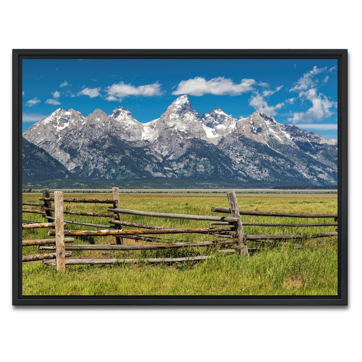 AUTO-MOCKUP WHITE | Grand Tetons and corral fence | 1 Piece | Black Framed Canvas | group=4x3